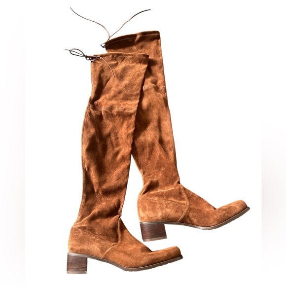 Stuart Weitzman Over the Knee Tan Suede Boots, size 9.5 - Picture 2 of 7